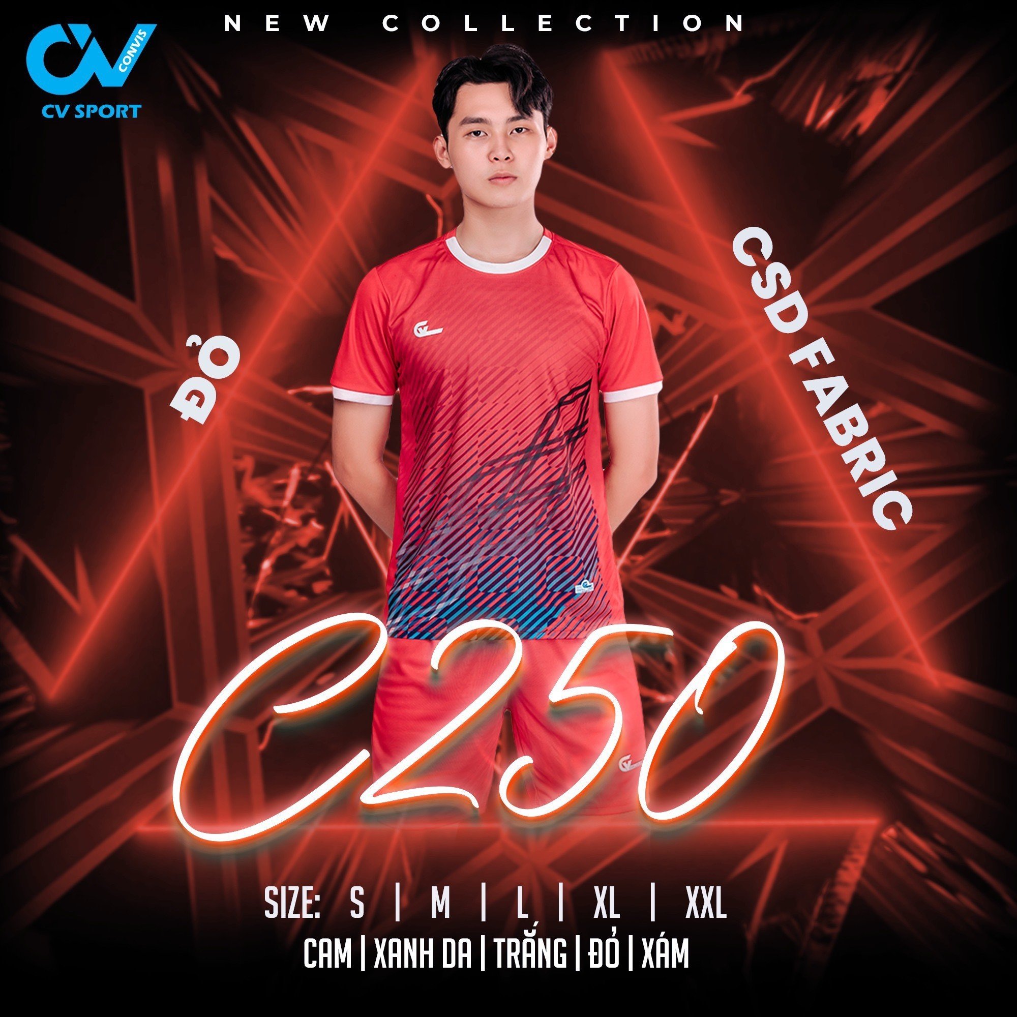 Quần áo bóng đá không logo cv c250 có in tên số