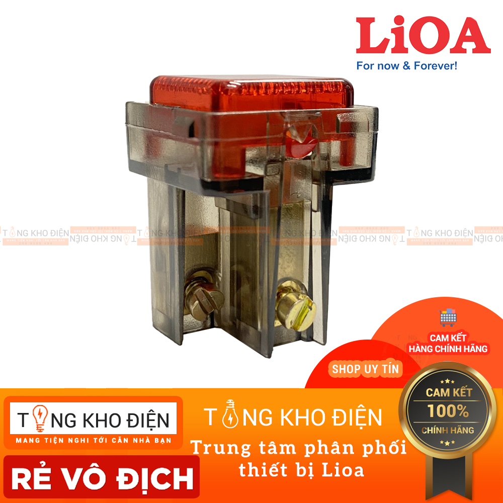Hạt đèn báo vuông lioa, màu trắng, tiếp điểm đồng