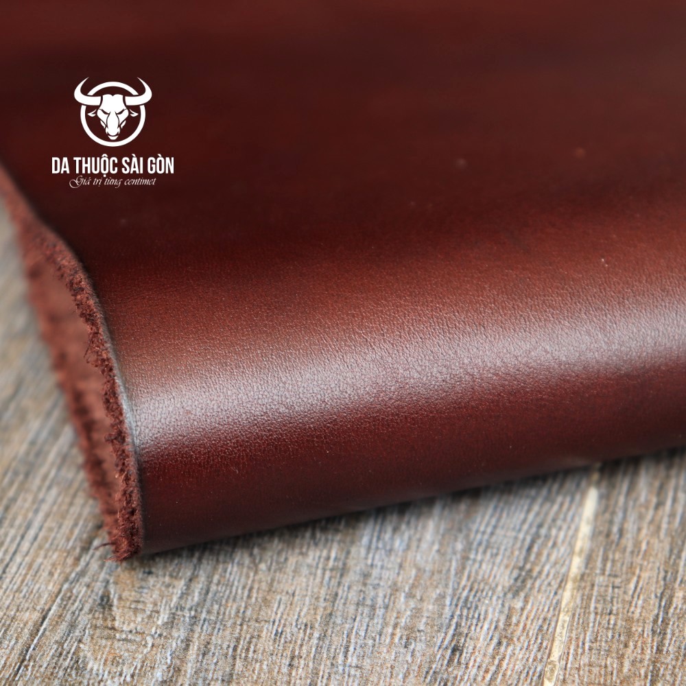 Da bò pull mill cao cấp màu nâu đỏ thương hiệu Da Thuộc Sài Gòn - Mua da bò làm đồ handmade
