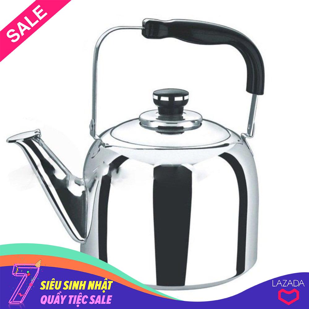 Ấm đun nước Inox 5L báo còi khi nước sôi (trắng)