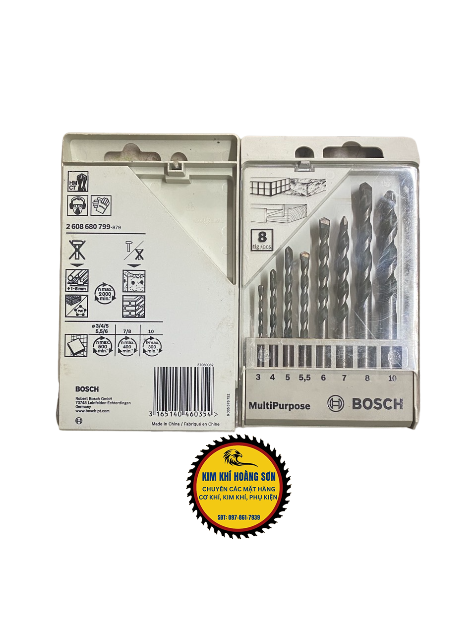 Original Bosch 8 PCs 3 - 10mm diameter 2 segment concrete drill bit set, 2 pin wall drill bit high temperature resistance