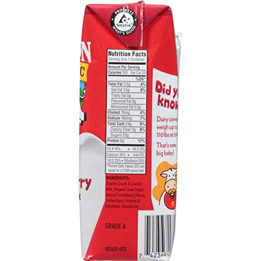 SỮA HỮU CƠ TÁCH BÉO VỊ DÂU HORIZON 236ML