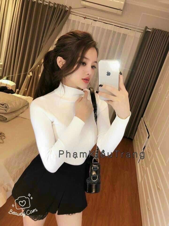 ÁO THUN GÂN CỔ LỌ FORM ÔM BODY TAY DÀI MC