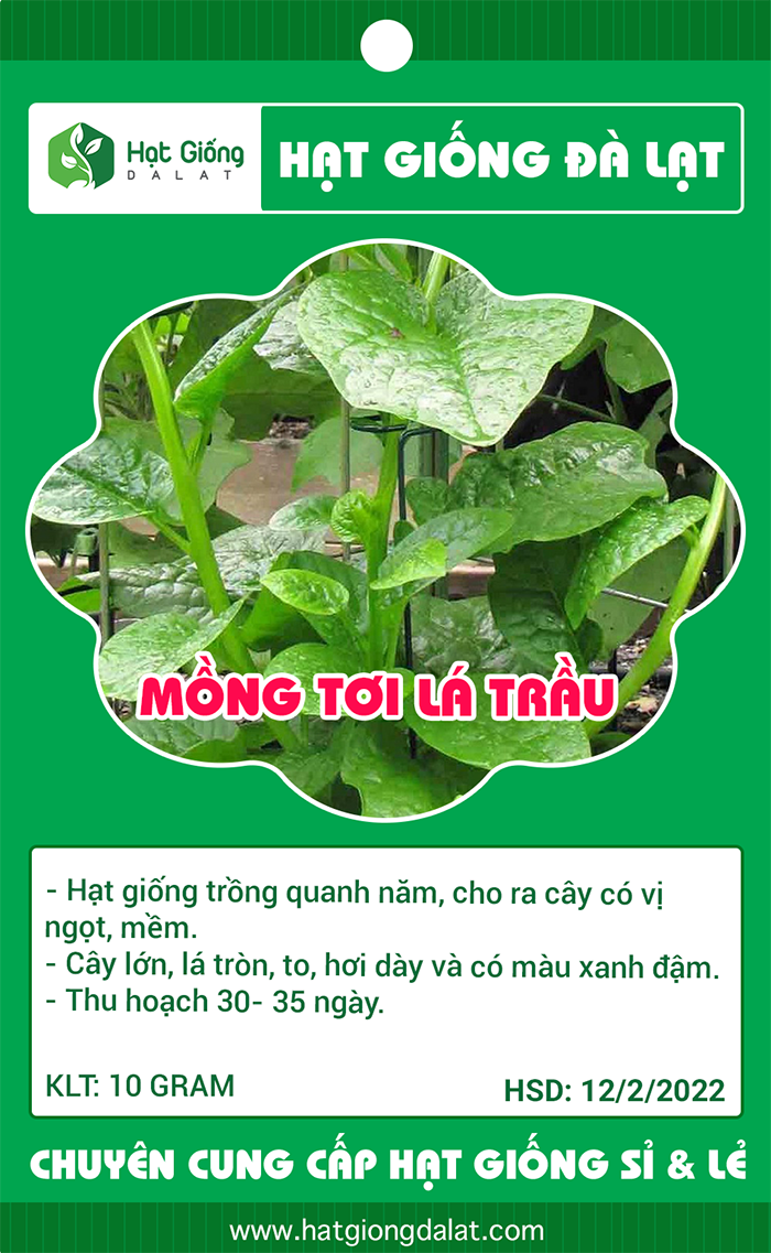 Hạt giống mồng tơi tn1 trang nông gói 50gram