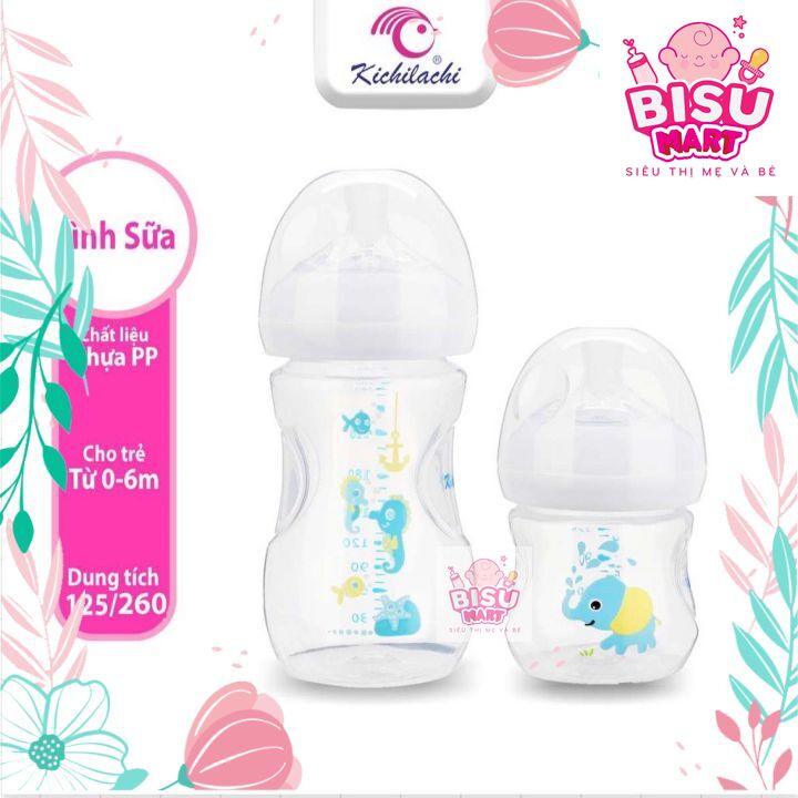 Bình sữa cổ rộng Kichi Natural 125ml - 260ml