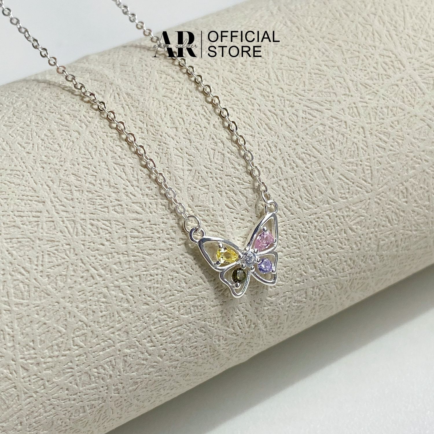 Dây chuyền bạc 925 vòng cổ hồ điệp ngũ sắc aurasilver-dc26