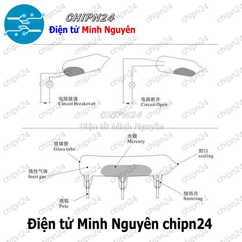 [2 con] (K127) Công tắc thủy ngân 5mm - HH000130