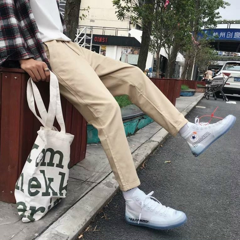 ● quần jogger kaki nam túi quần kaki nam quần dài bo chân nữ - chất kaki - 2 màu đen kem - có size