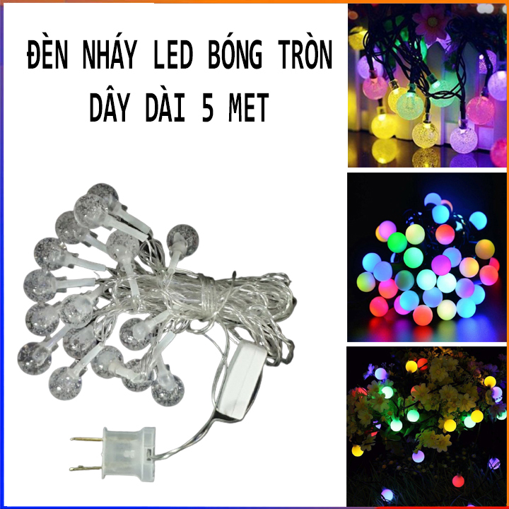 Đèn Led Pha Lê Trong Suốt Dây Dài 5m chống nước