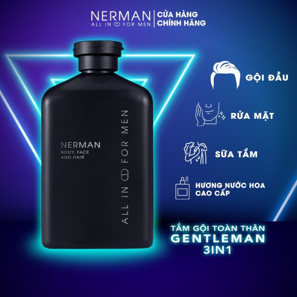 Sữa tắm gội hương nước hoa cao cấp Gentleman 3 in 1 NERMAN 350ml cao cấp