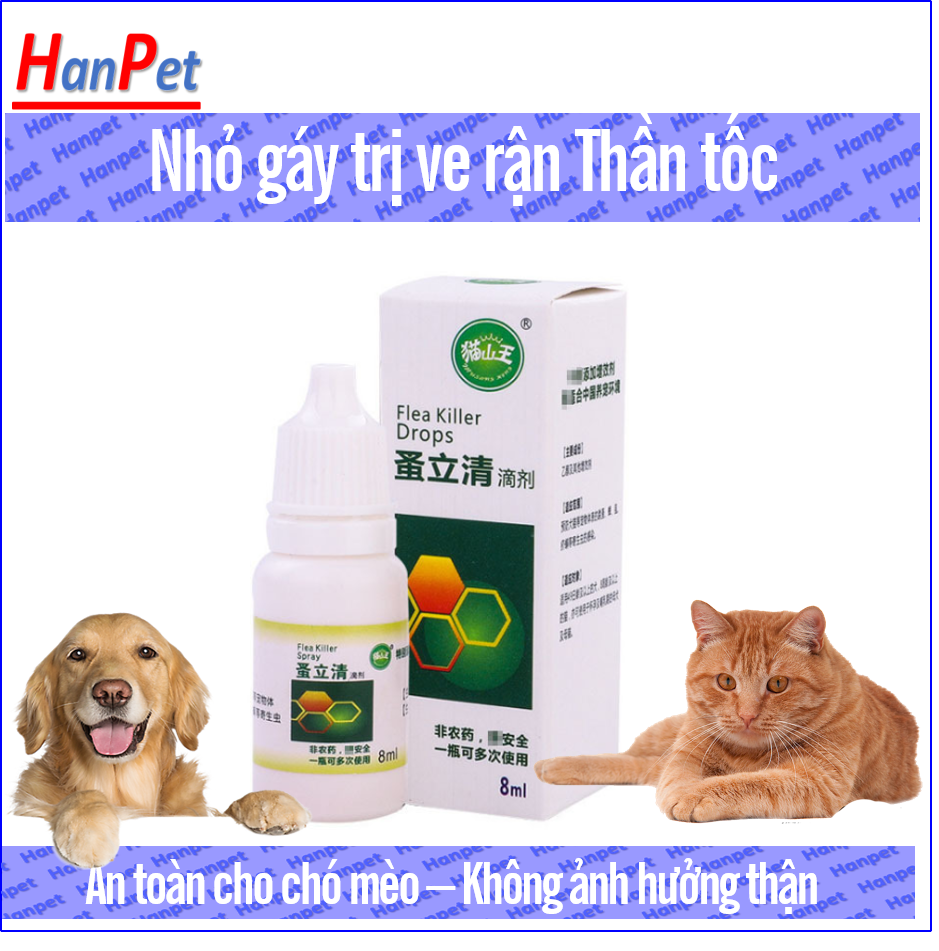 Hanpet - (thần tốc) ve, rận, bọ chét trên chó, mèo (2 loại) TQ
