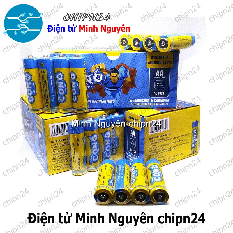 [1 hộp] Hộp 40 viên Pin AA Con ó Pinaco (Pin 2A, Pin tiểu, Pin đũa) - HH001014