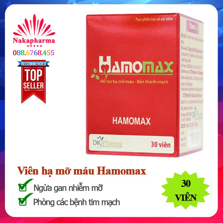 Viên hạ mỡ máu Hamomax – Ngừa gan nhiễm mỡ, béo phì, các bệnh tim mạch, giúp bền thành mạch