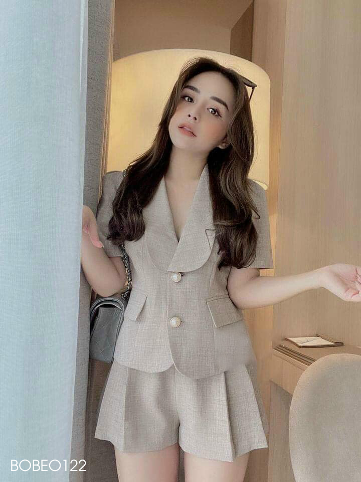 set vest công sở tay bồng hottrend 2021 bobeo122