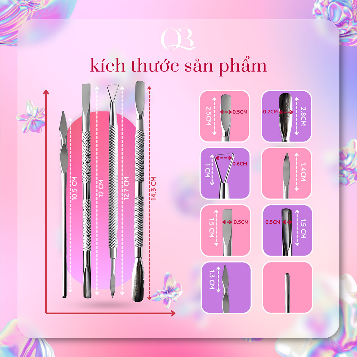 [HCM]Bộ dụng cụ đẩy da lấy khóe móng 4 cây