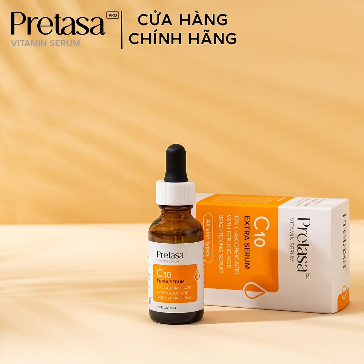 Serum sáng da mờ thâm vitamin c pretasa c10 extra serum - hàng chính hãng