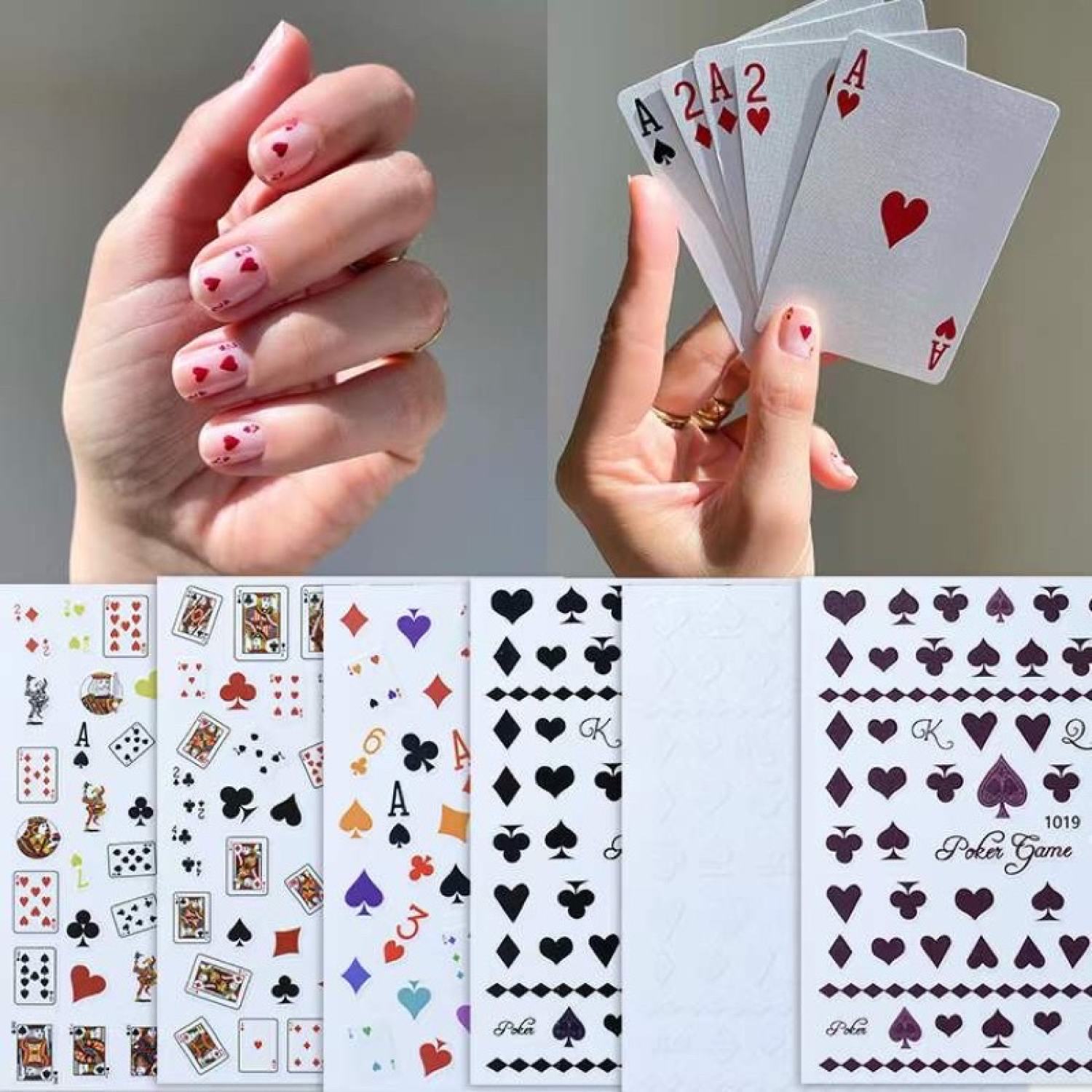 Sticker nail,hình dán móng hình quân bài