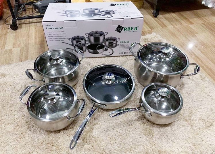 Bộ nồi 5 chiếc Arber AB-06CC inox 304