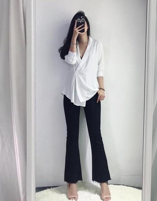 Quần jean nữ ỐNG LOE MÀU ĐEN chất giãn ole-1/21