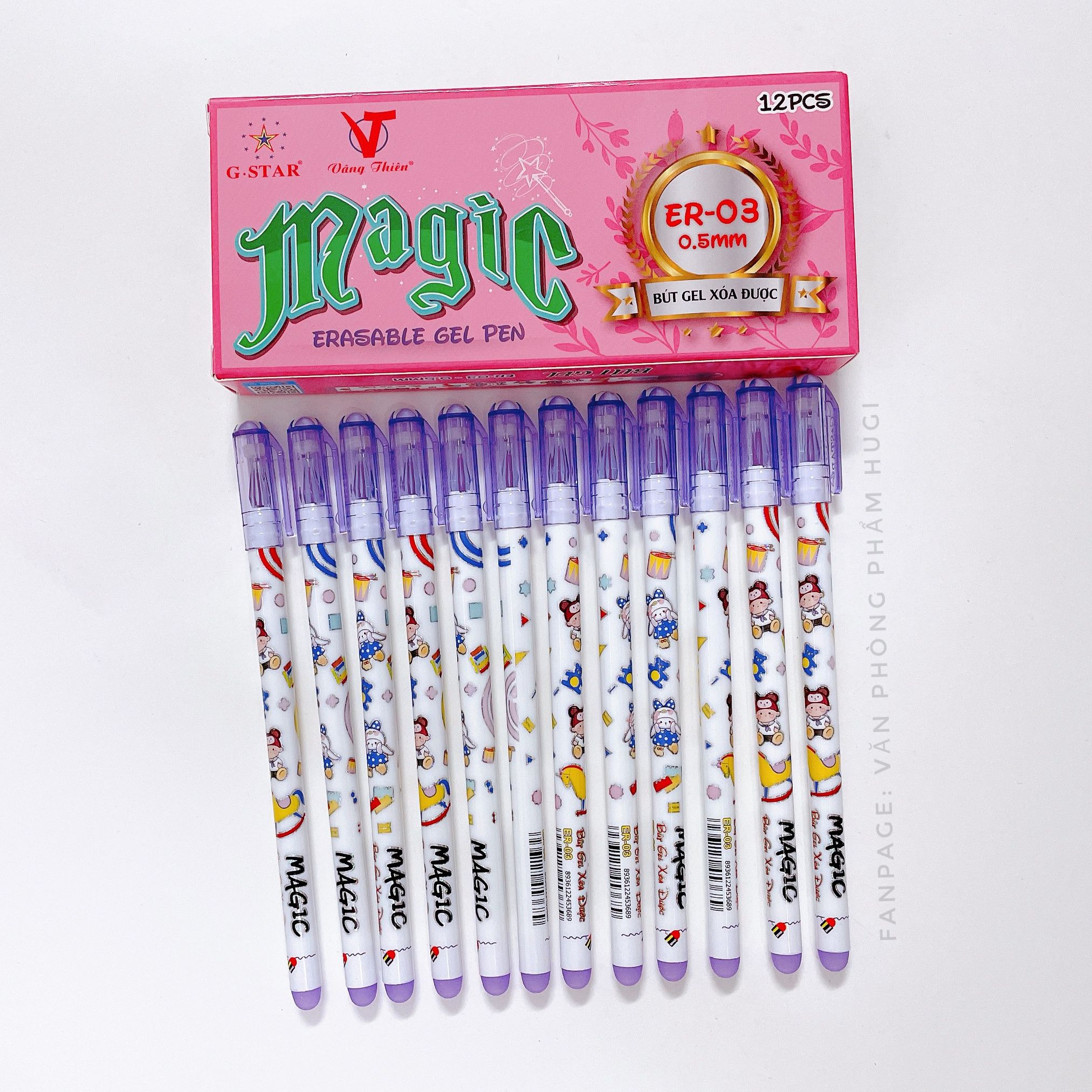 Hộp 12 cây bút Gel Bôi Xóa được Gstar ER-03 (loại tốt) mực đậm và đều dành cho học sinh tiểu học
