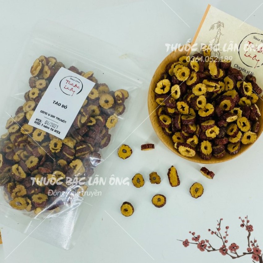 Táo đỏ thái lát 100g, táo đỏ Hàn Quốc sấy giòn, không vụn, dùng pha trà, ăn vặt, nấu chè, chưng yến