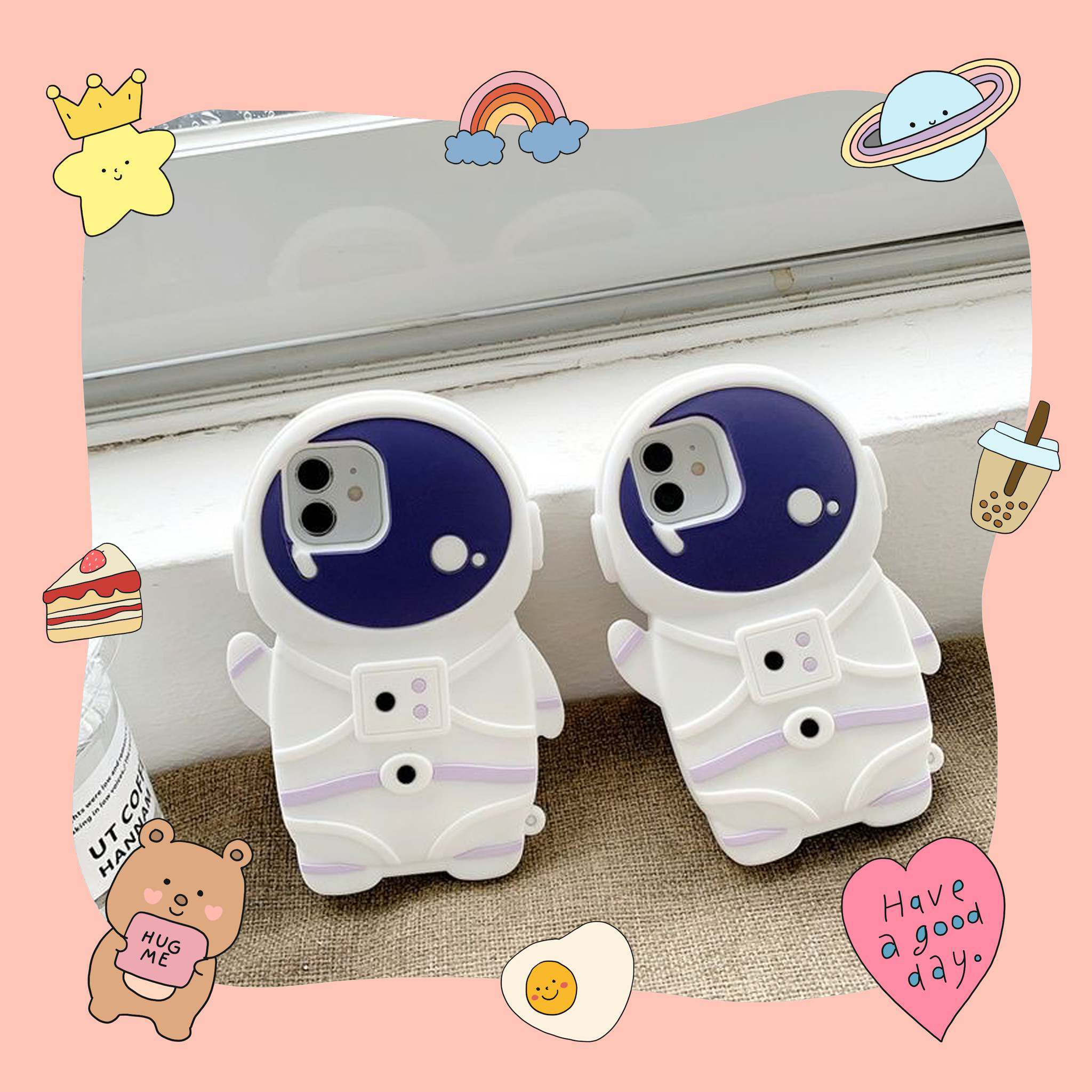Ốp iphone full viền silicon spaceman