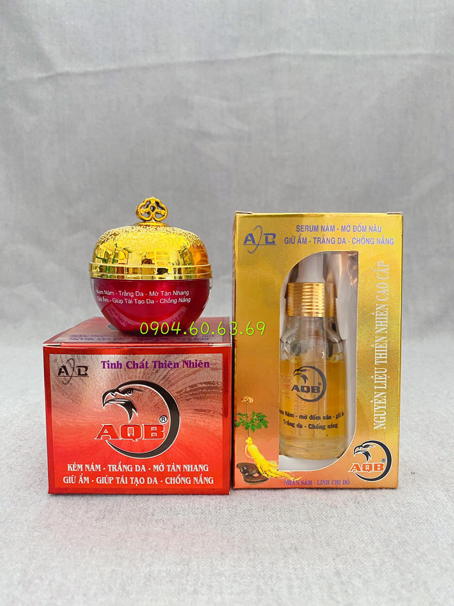 Combo kem Nám Trắng Da Mờ Tàn Nhang Giữ Ẩm Giúp Tái Tạo Chống Nắng AQB 15g