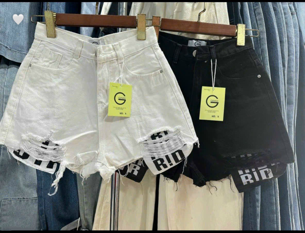 Quần short rách cá tính túi phối chữ vải xịn kèm ảnh thật