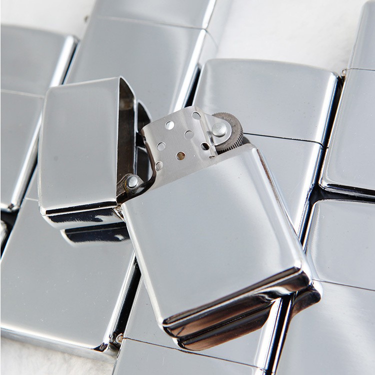 Hộp Quẹt Zippo Trơn Bóng Trắng Bạc