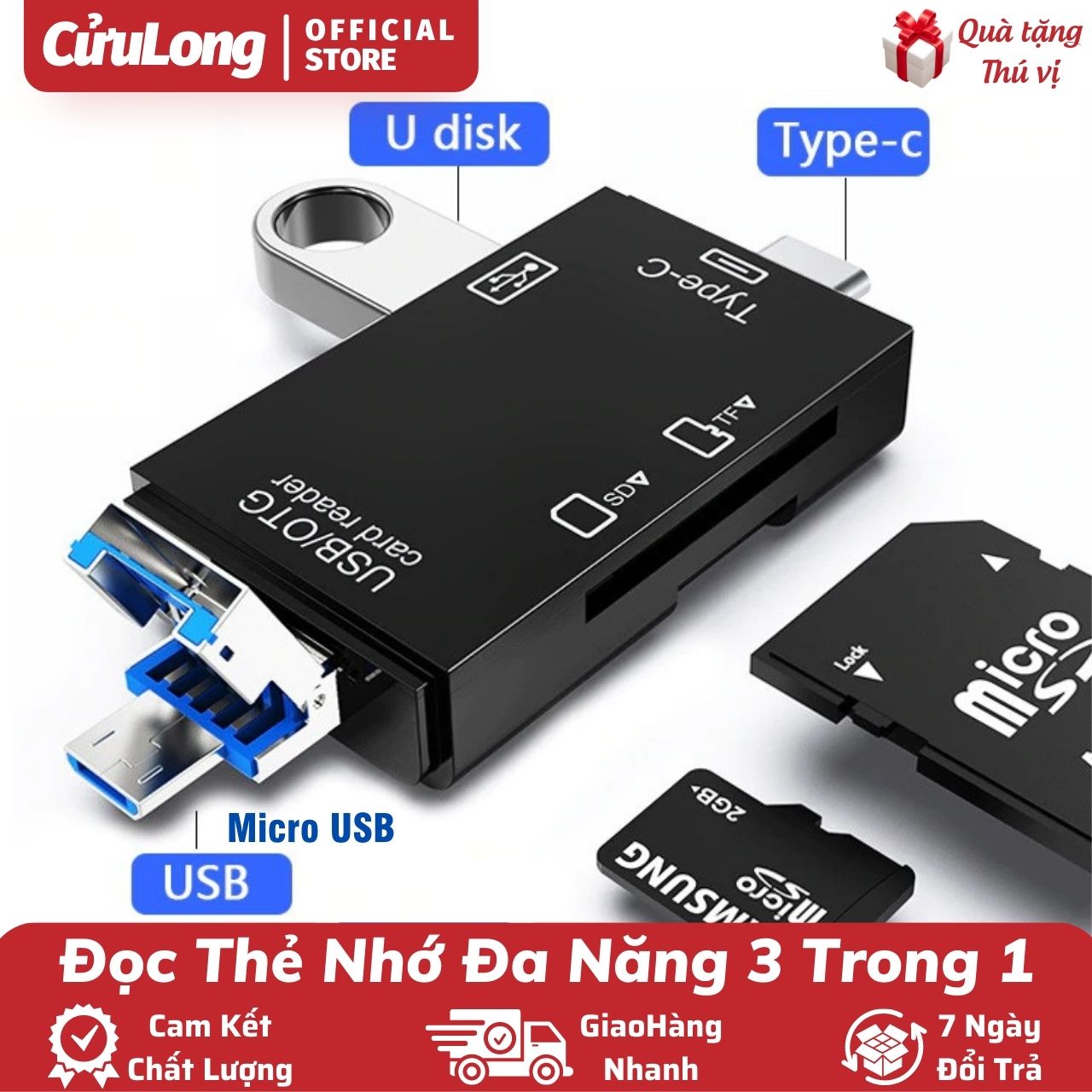 Multi-Function SD Card Reader Type-C for Camera Phone Tablet – Supports SD, MicroSD, CF, XD, M2, MS Duo Pro