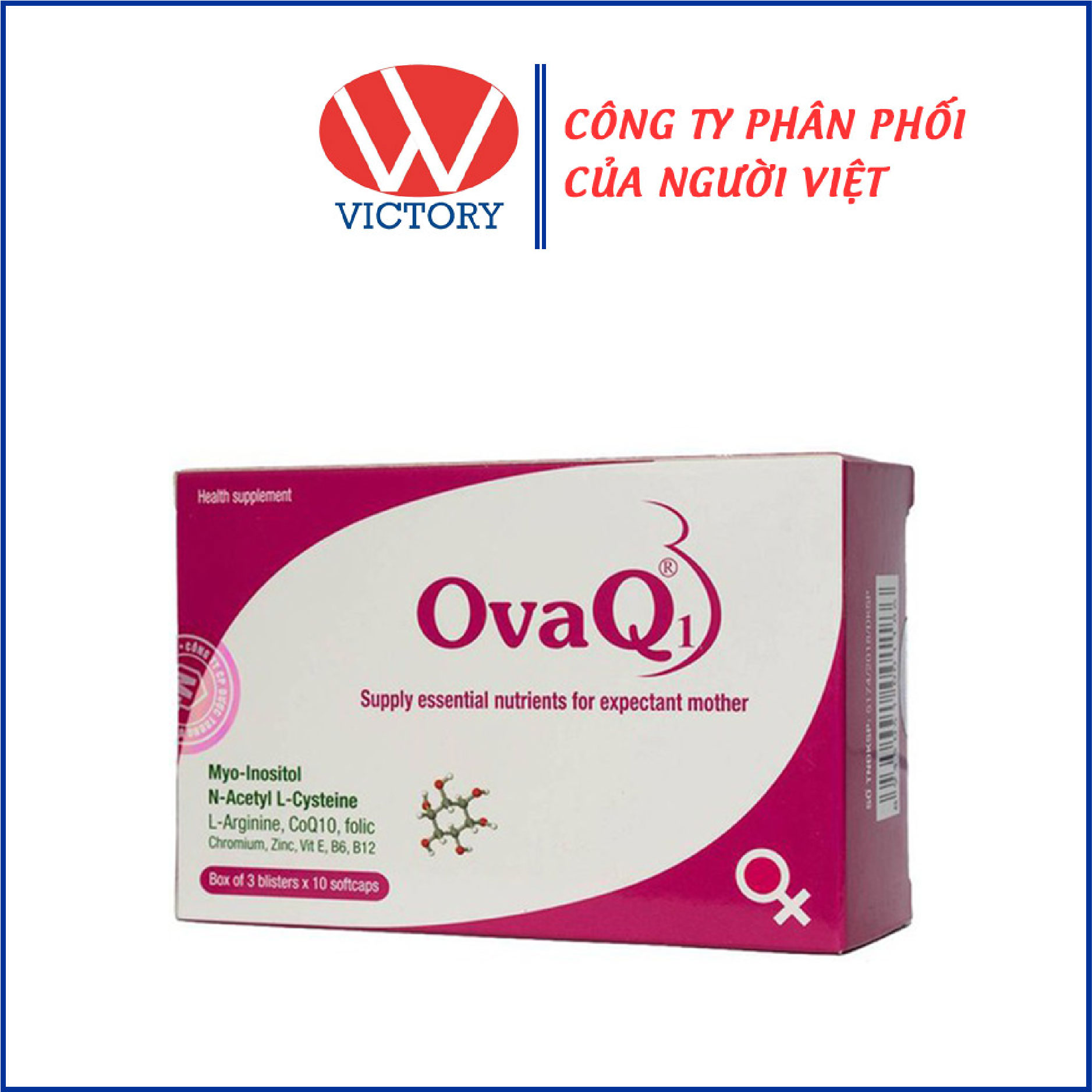 OvaQ1 Bổ sung các dưỡng chất cần thiết để hỗ trợ sinh sản cho nữ giới.