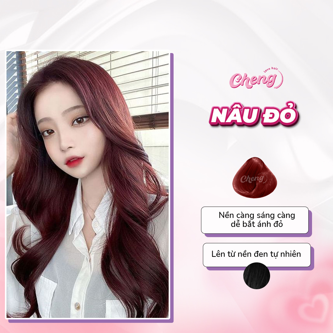 Nhuộm tóc màu NÂU ĐỎ không cần tẩy tóc Chenglovehairs, Chenglovehair