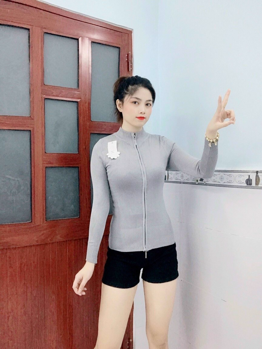 Áo Khoác Cardigan Len Nữ Dây Kéo Đôi