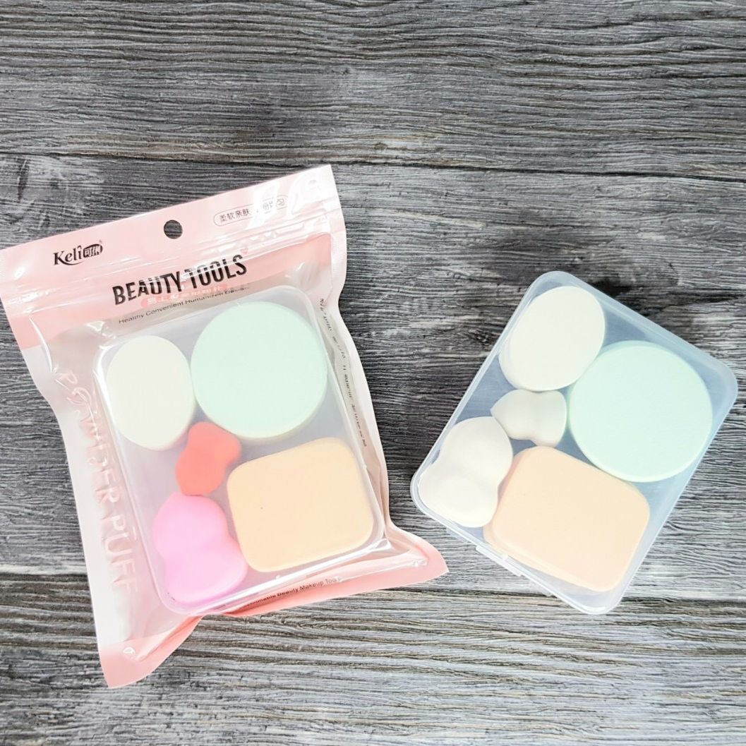 Set 9 bông phấn tán kem nền siêu mềm mịn keli beauty tools no.667 kèm hộp đựng tiện dụng