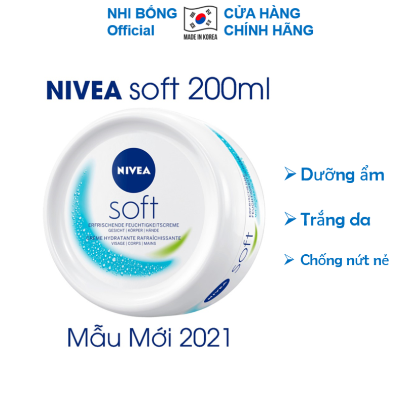 Kem dưỡng ẩm - Kem dưỡng da chuyên sâu NIVEA SOFT giúp làm mềm mịn và cấp ẩm cho da Xuất xứ Đức 200ml giúp da trắng sáng mềm mịn tự nhiên KDD29 cao cấp