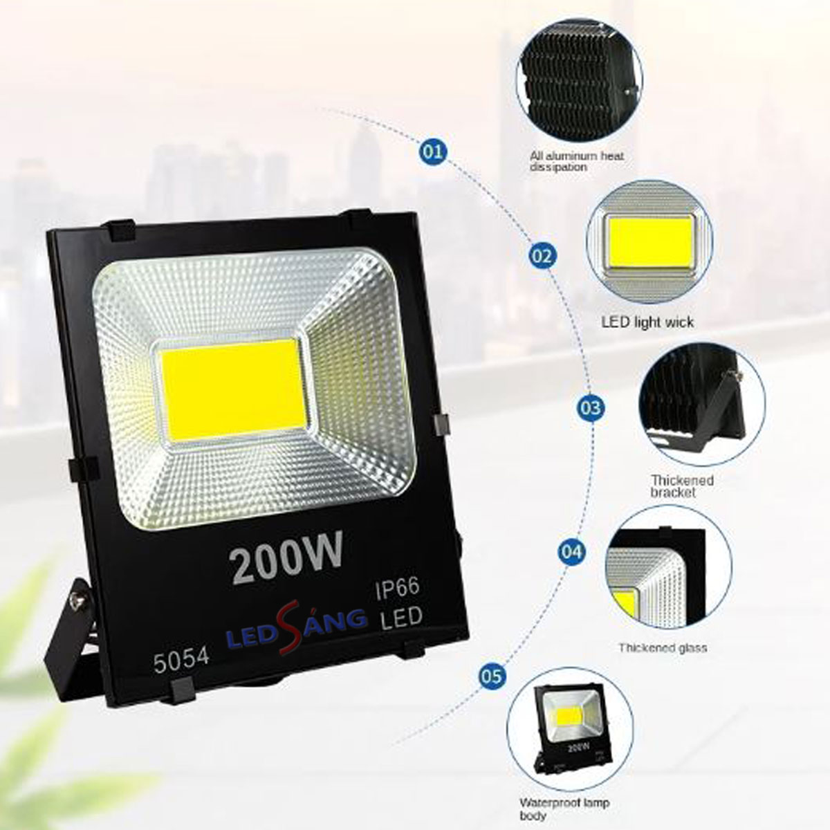 Đèn pha led 200w - Đèn pha led ngoài trời 200w - PL4 PL3