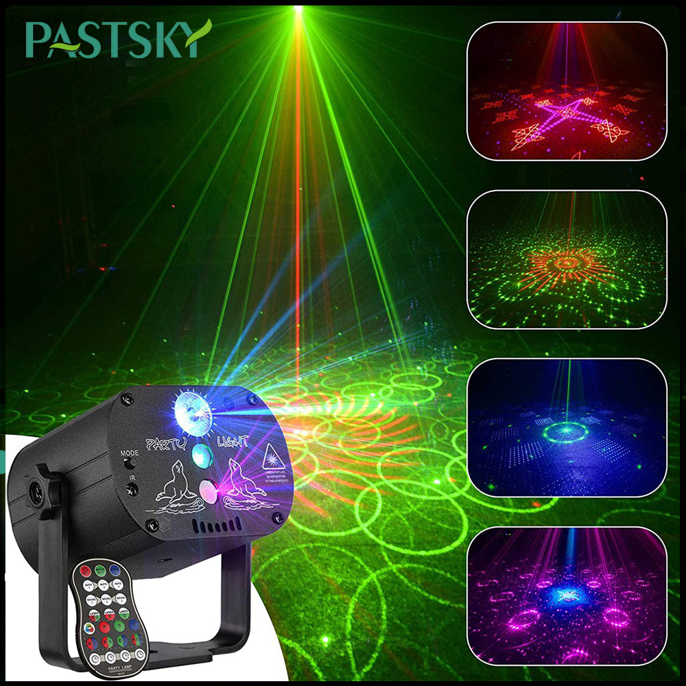 PASTSKY 90 Pattern Stage Laser Light Projector Lights Strobe Lights Party DJ Disco Lights Sound Activated RGB LED With Remote Control For Christmas Decoration Birthday Wedding KTV Bar