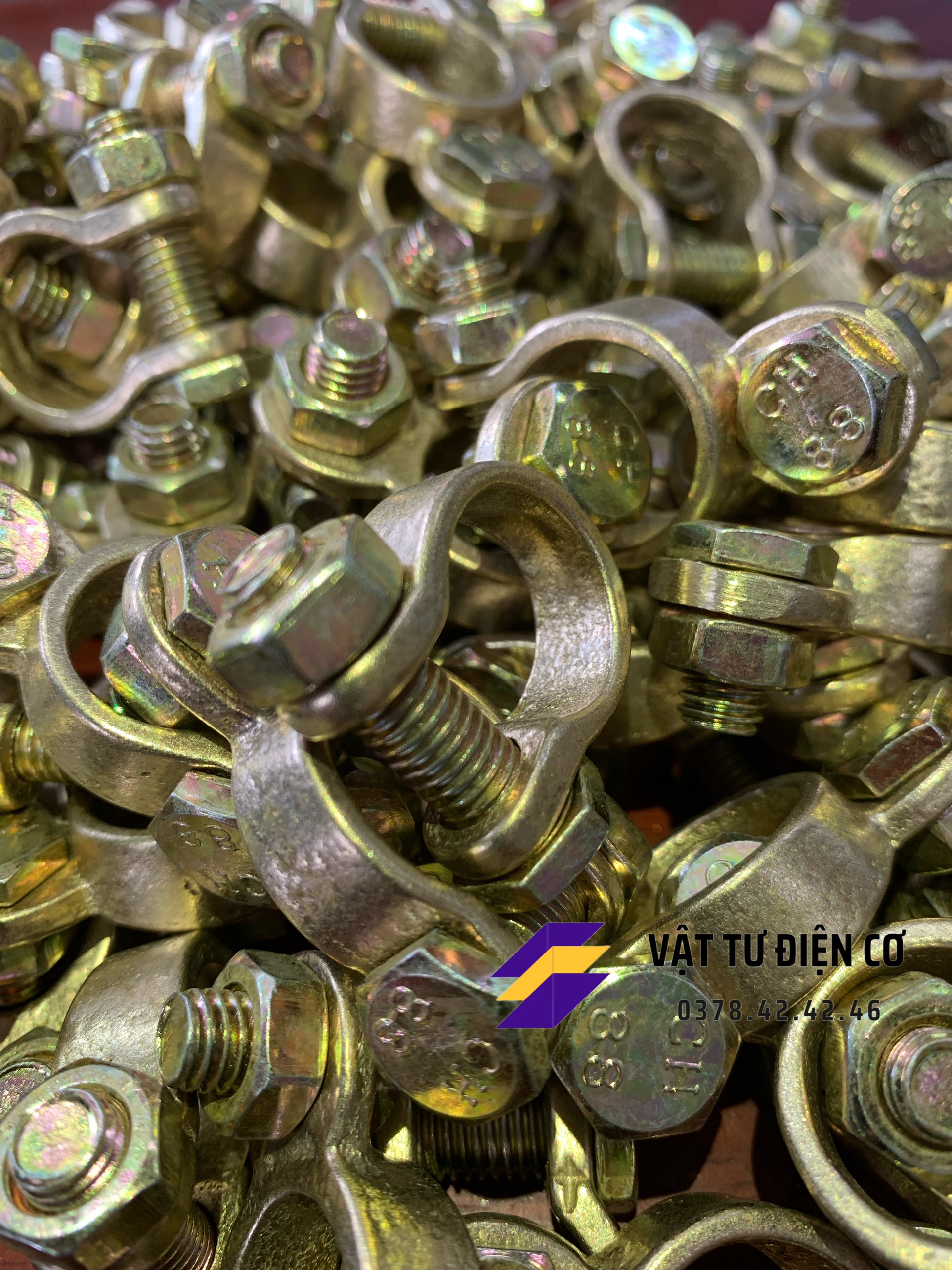 CỌC BÌNH ẮC QUY ĐỒNG THAU ĐẦU BỌP TRÒN LỚN PHI 18 (D18MM) - 1 CẶP