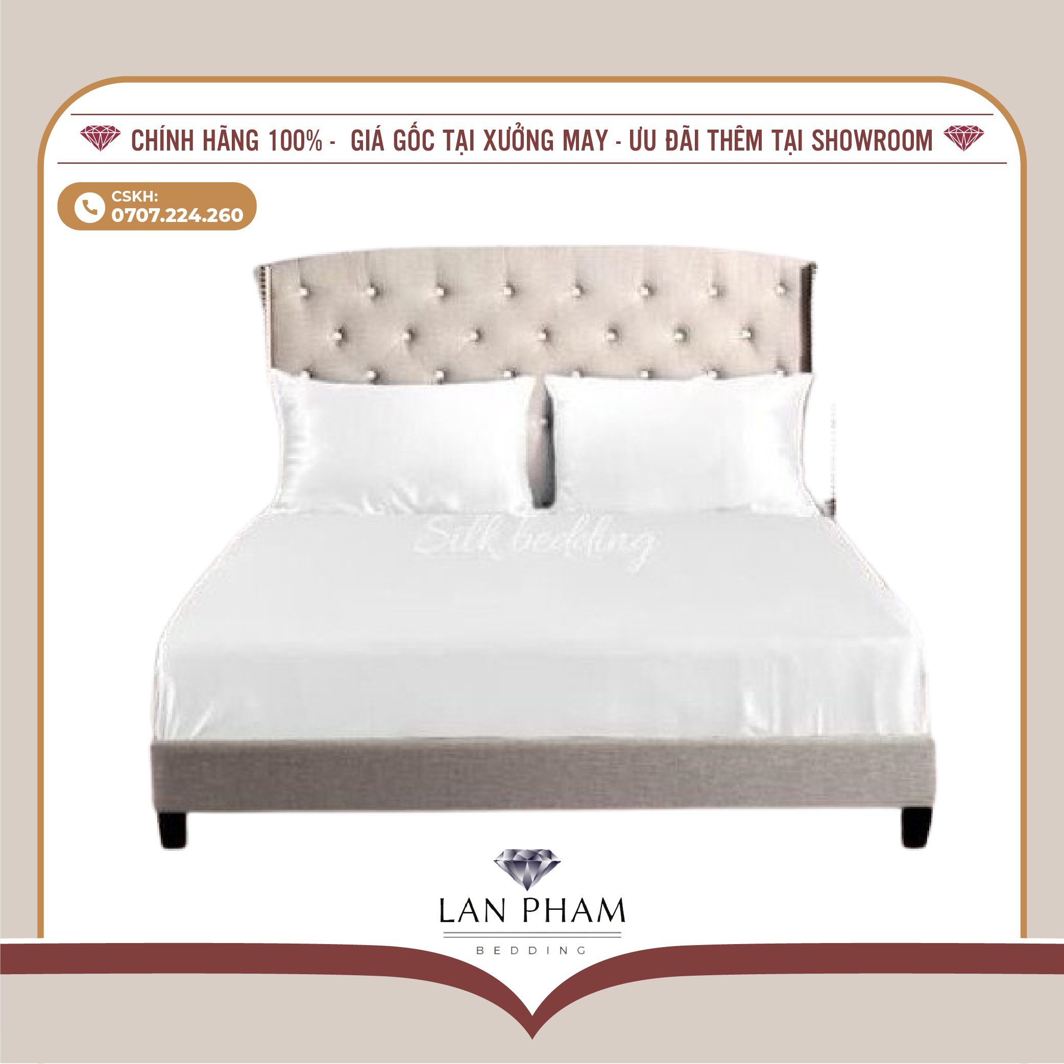 GA - DRAP GIƯỜNG LẺ PHI LỤA TRẮNG LAN BEDDING