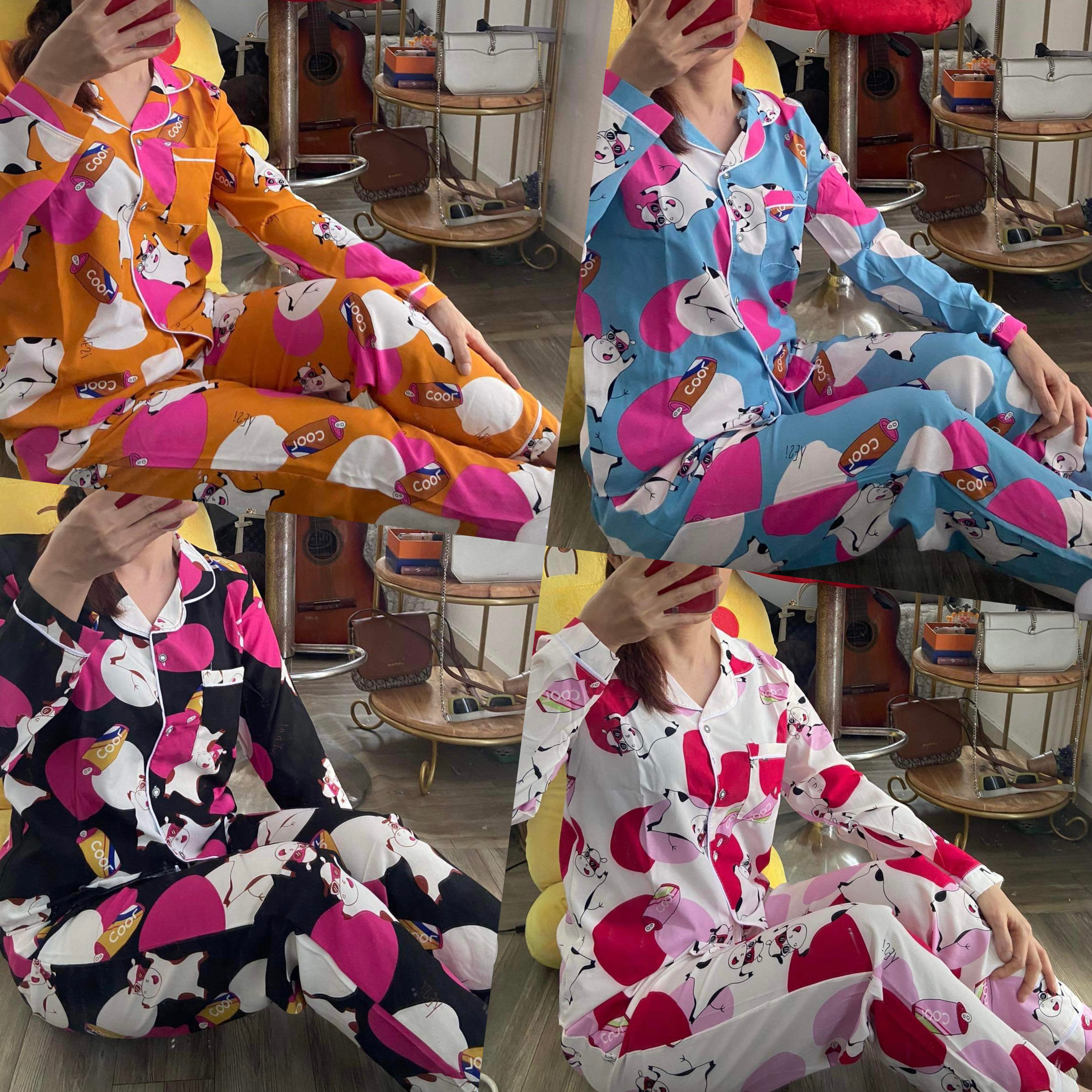 [TDQD có túi quần]Đồ Bộ Pijama Lụa Hàn HOT Siêu Đẹp Dưới 58kg