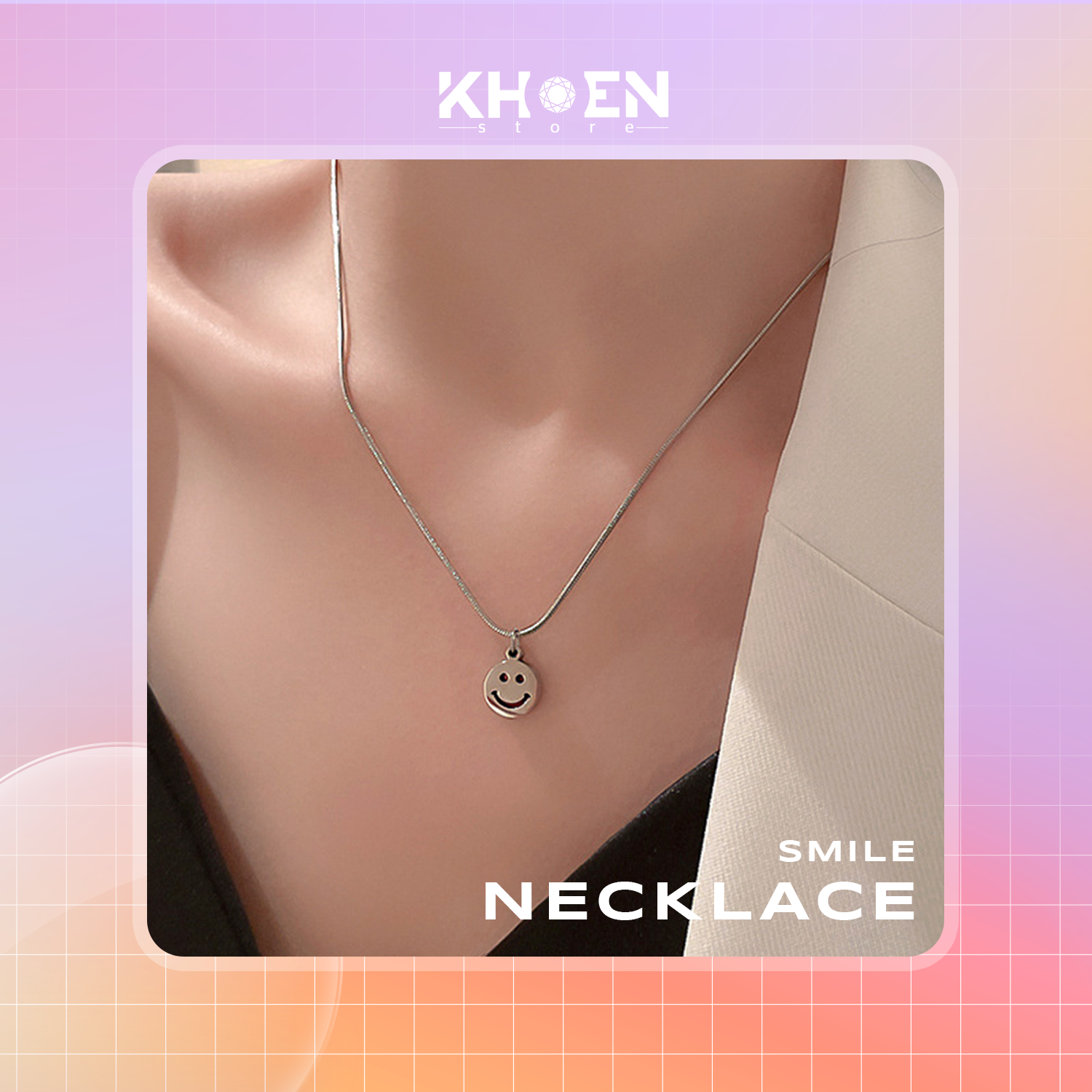 (1 Chiếc) Vòng cổ mặt cười - Titanium - Khoen Store