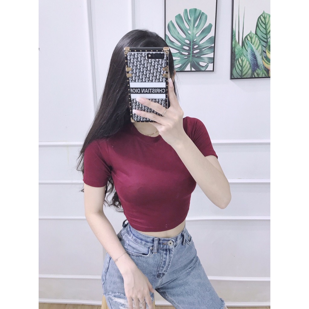 Áo crotop cộc tay cổ tròn thời trang, cá tính