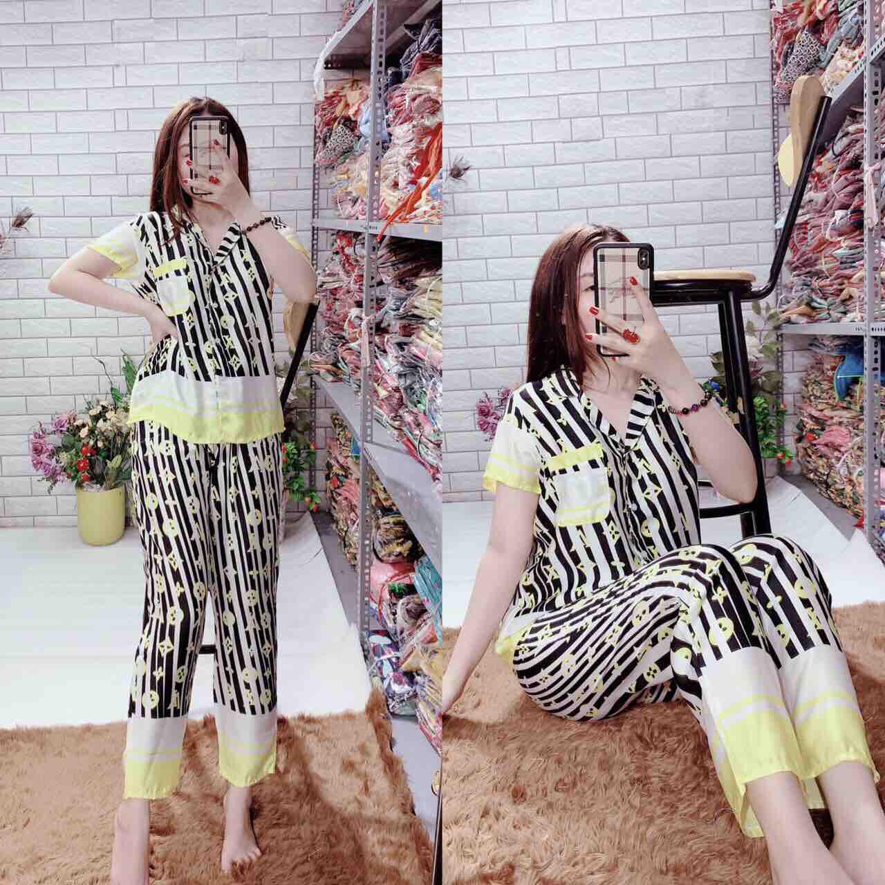 [HCM]Bộ pijama TNQD Satin lụa họa tiết