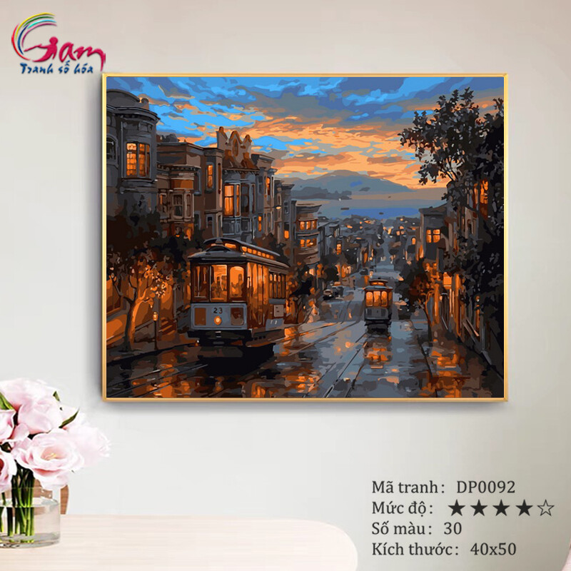 DIY Painting By Numbers Kit "Item No DP0092 Old Tram Painting" For Home Wall Decor, New Hobby And Gift Picture On Canvas Acrylic paint Coloring By Number