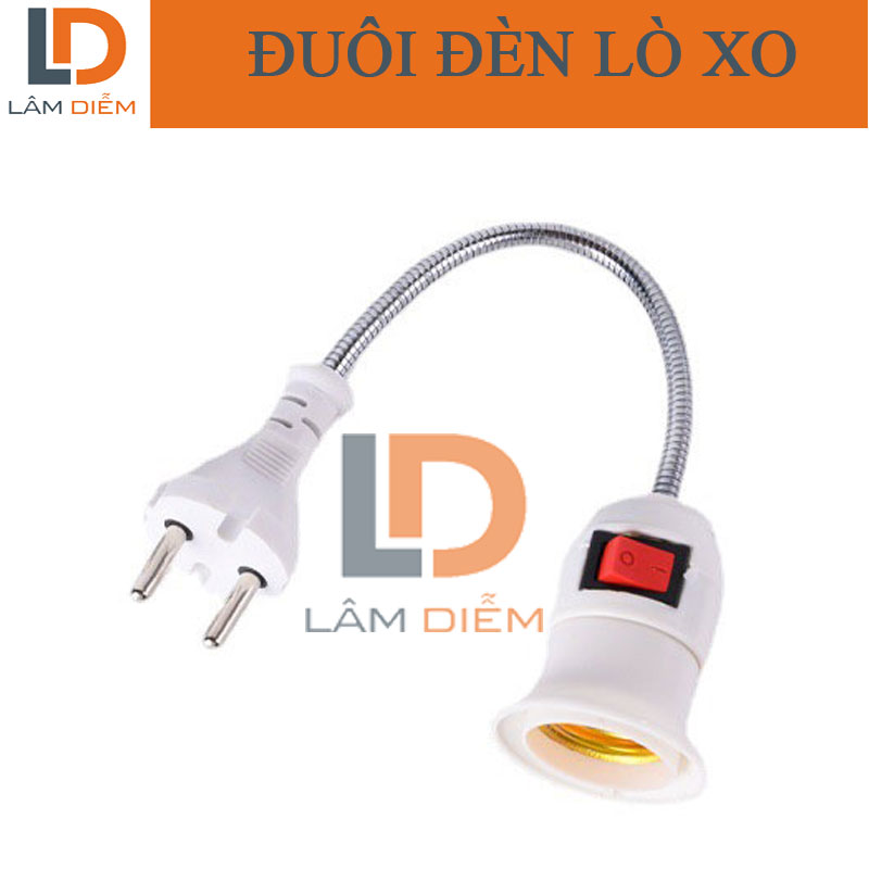 chuôi đèn lò xo có công tắc e27 xoay 360 độ