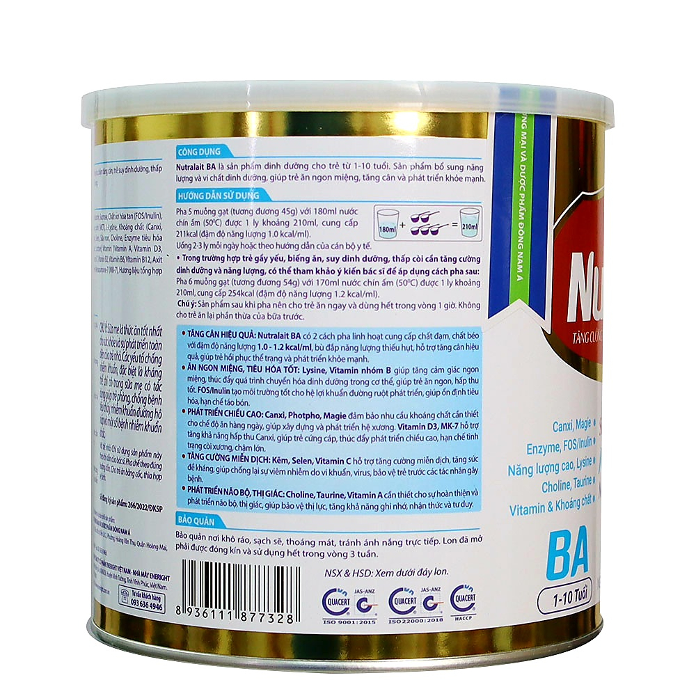 Combo 5 Lon Sữa Nutralait BA 700g (HSD 2026)