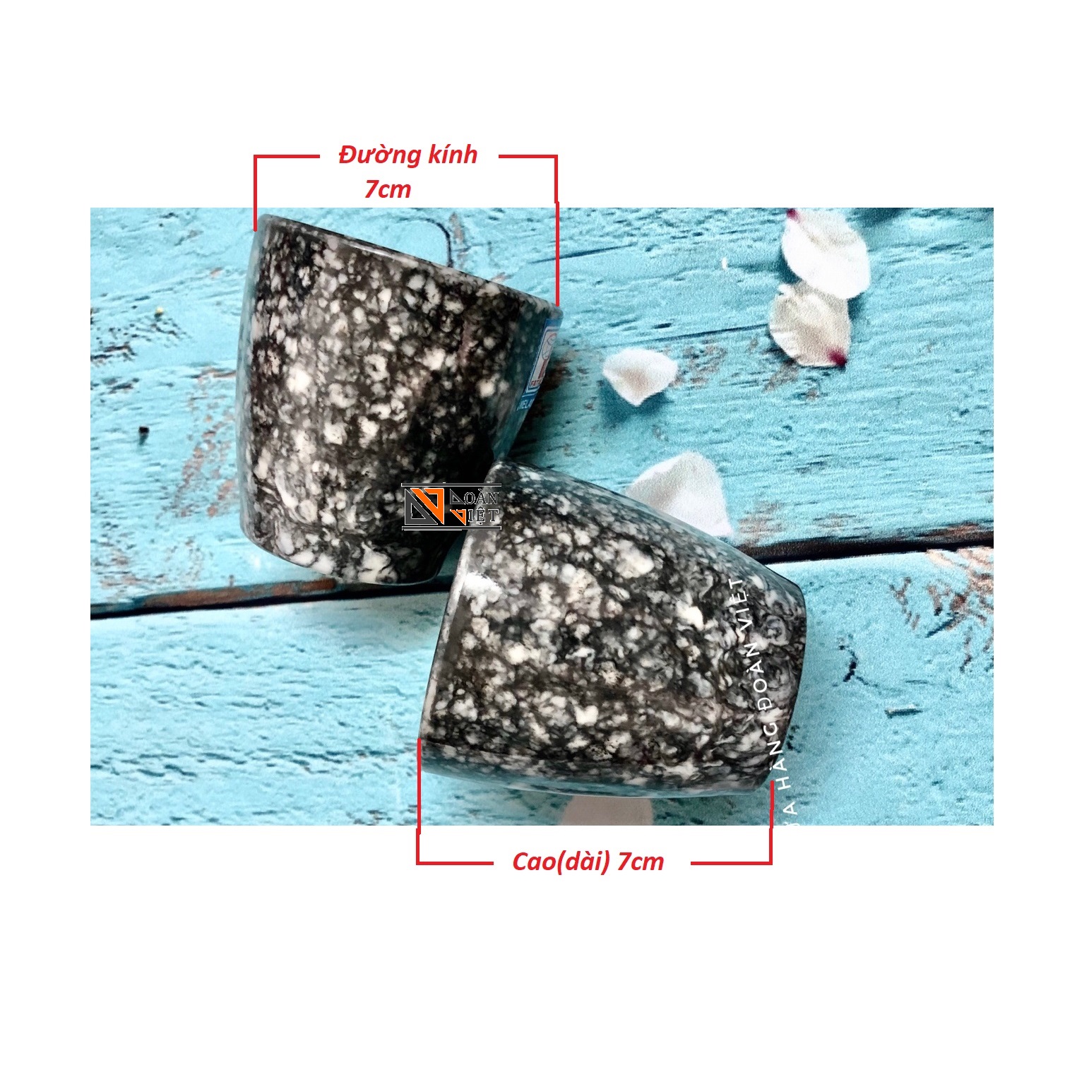 Ly, Cốc Melamine Vân Đá 7 *7cm - Combo 2 Ly