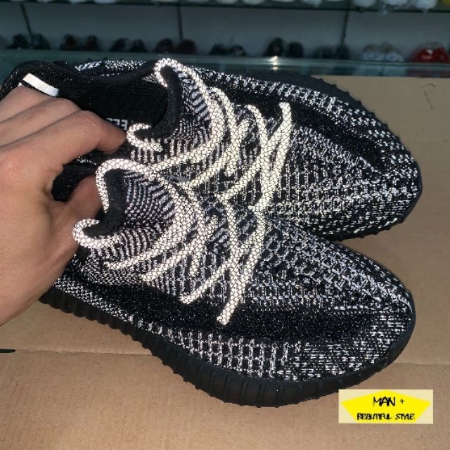 (GIÀY PHẢN QUANG RỰC SÁNG ÁNH ĐÈN) sneaker YEEZY BOOST 350 static đen