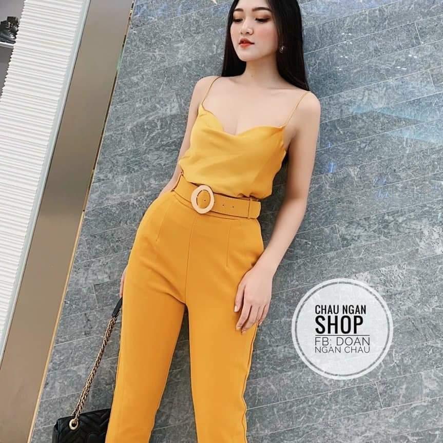 sét áo 2 dây cổ đổ quần tây