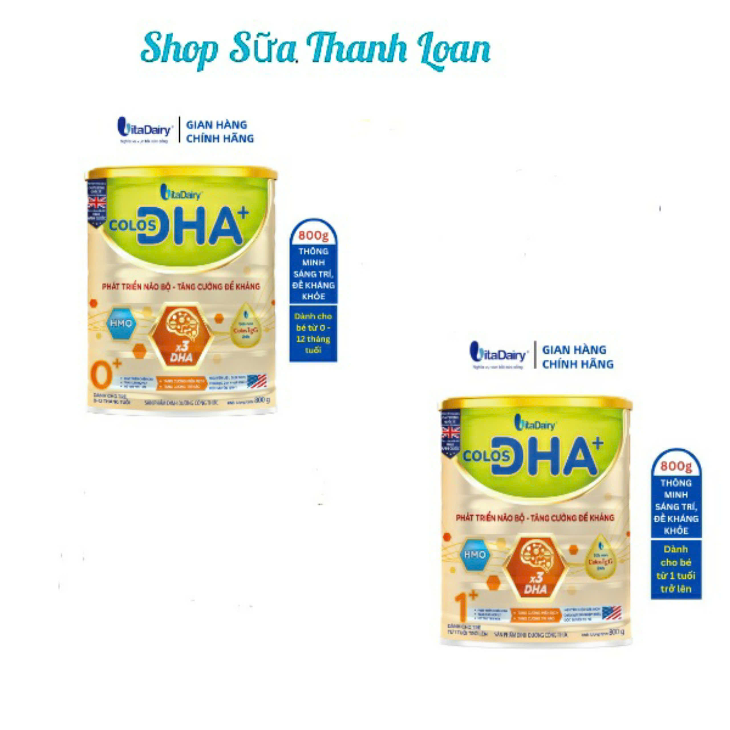 (HSD T3-2028) (Quét Mã QR Tích Xu) Sữa Bột Vitadairy Colos DHA 0+/ 1+ 800g.